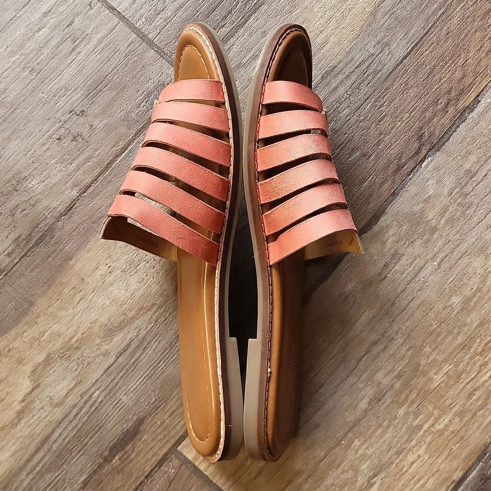 Crown Vintage Animal Print Cow Hair and Coral Leather Sandal Slides, 7.5 - Picture 2 of 11